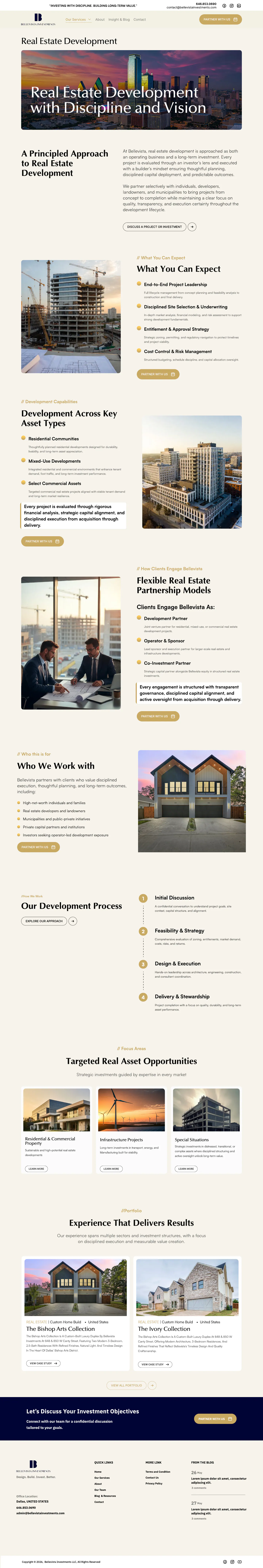 Bellavista Investments Real Estate Development page