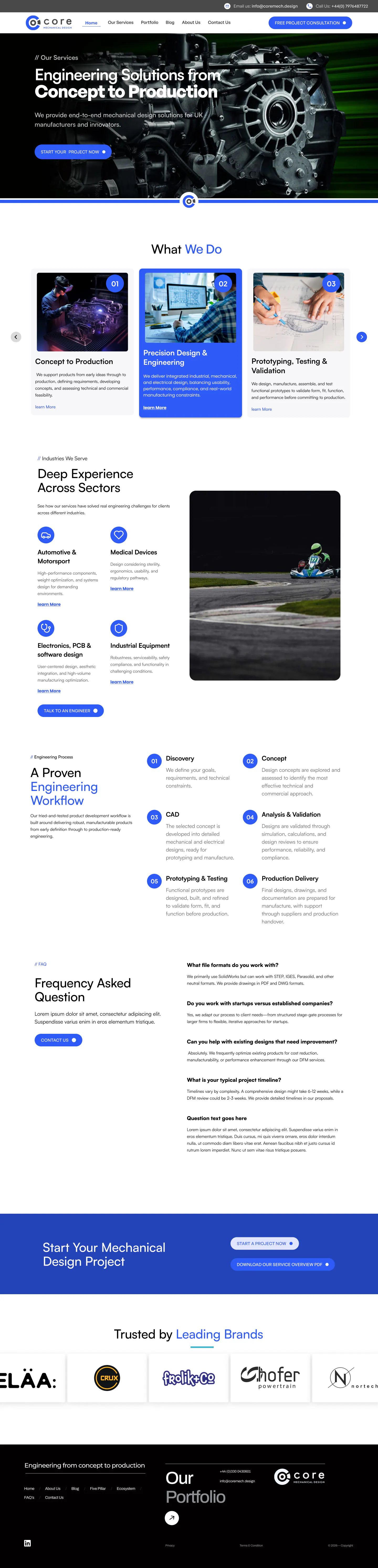 Core Mechanical Design Our Services page