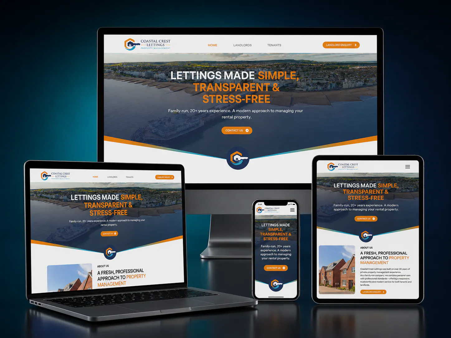 Coastal Crest Lettings website on desktop and mobile