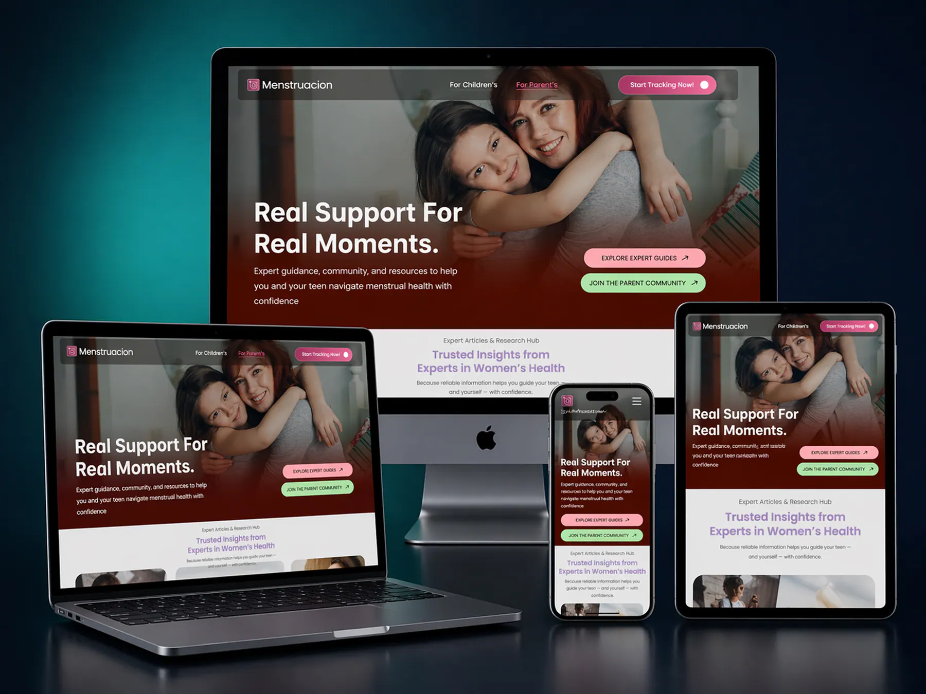 Menstruacion website on desktop and mobile