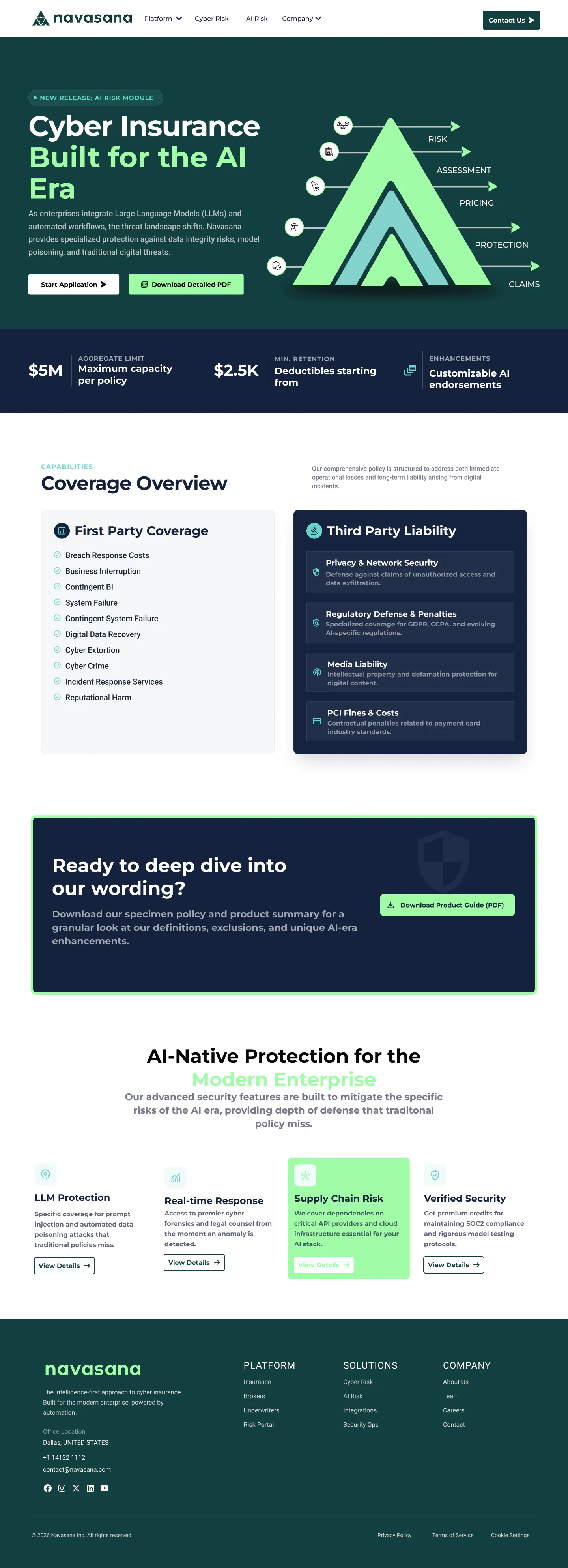 Navasana Cyber Insurance page